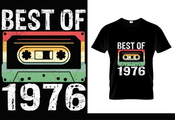 A Nostalgic T-Shirt Design for 1976 Birthday Graphics