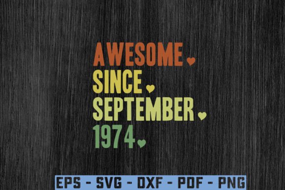 Graphic Assets for T-Shirt Designs: The Awesome.Since.1974 Gift SVG